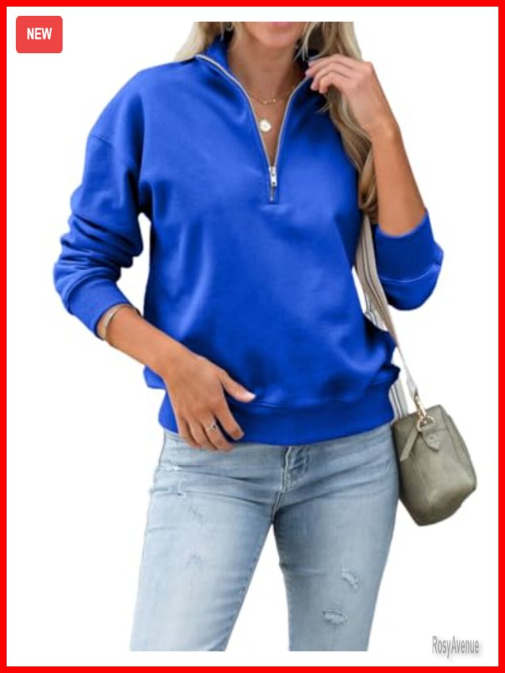 Womens Quarter Zip Pullover Sweatshirt Solid Slim Fit Ribbed Cuffs